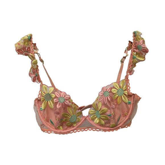 For Love And Lemons Daily Jane Embroidery Underwire Bra Floral Multicolor Sexy - Picture 1 of 5